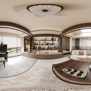 新中式夹层会客厅全景