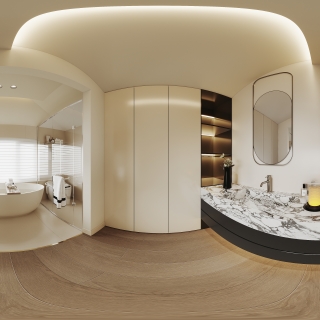 现代轻法三层主卧干区全景