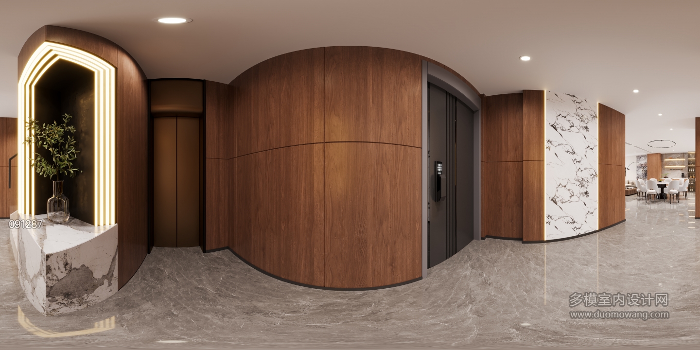 现代三层电梯间全景