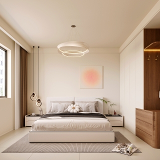 现代奶油主卧透视1