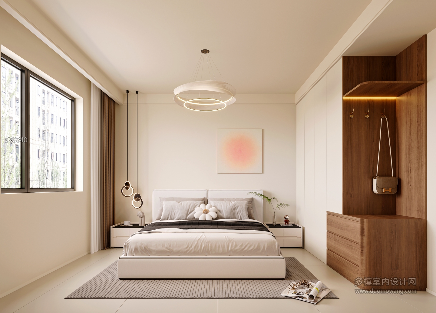 现代奶油主卧透视1