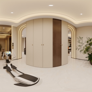 现代法式中古负一玄关全景