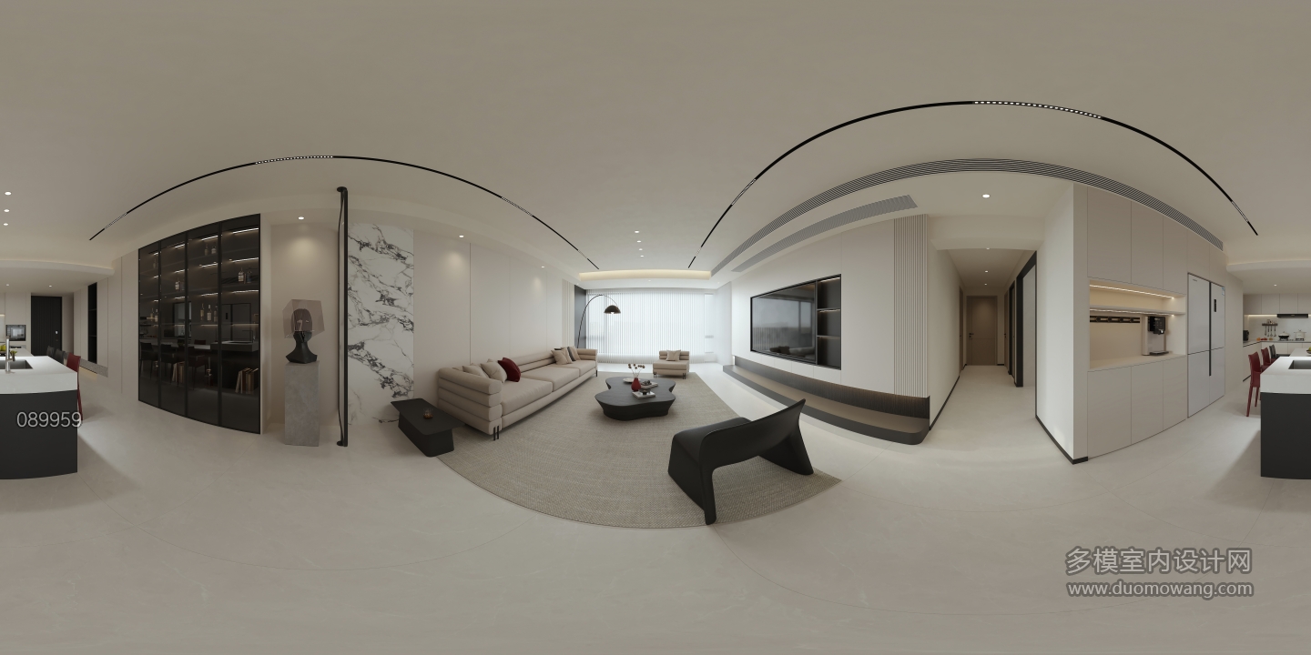 现代 客厅 全景 新