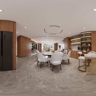 现代三层餐厨全景