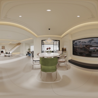 现代轻法一层餐厅全景