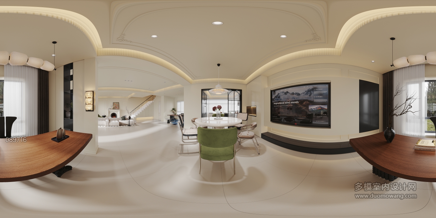 现代轻法一层餐厅全景