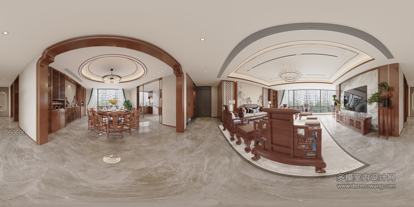 新中式客厅全景