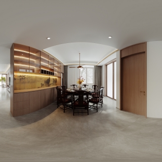 新中式三层餐厅全景