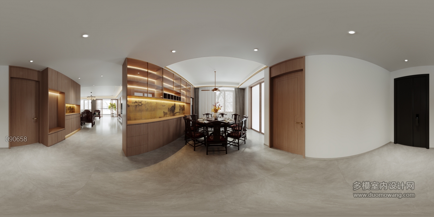 新中式三层餐厅全景