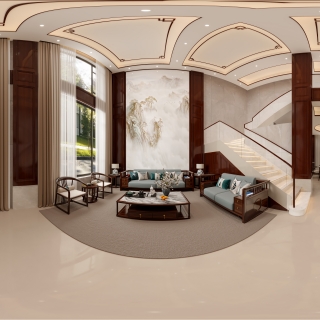 新中式客厅全景