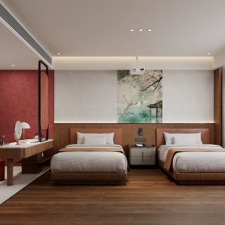 现代双人标间投影仪