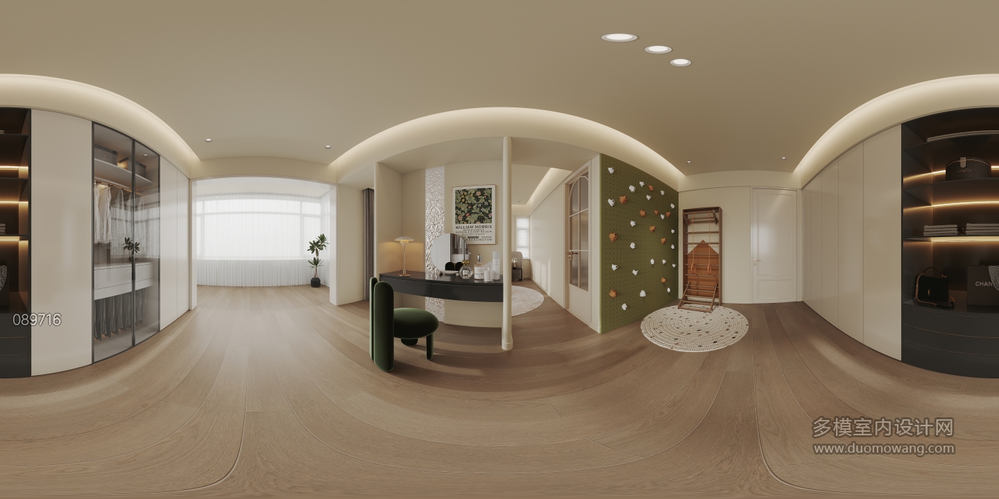 现代轻法二层衣帽间全景