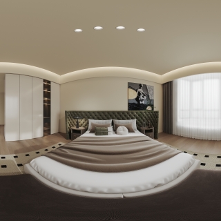 现代轻法二层次卧全景