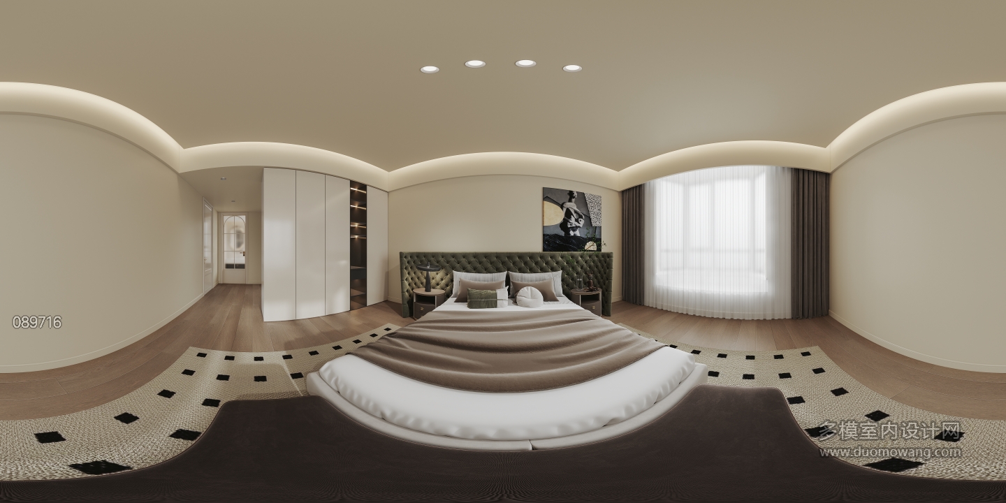 现代轻法二层次卧全景