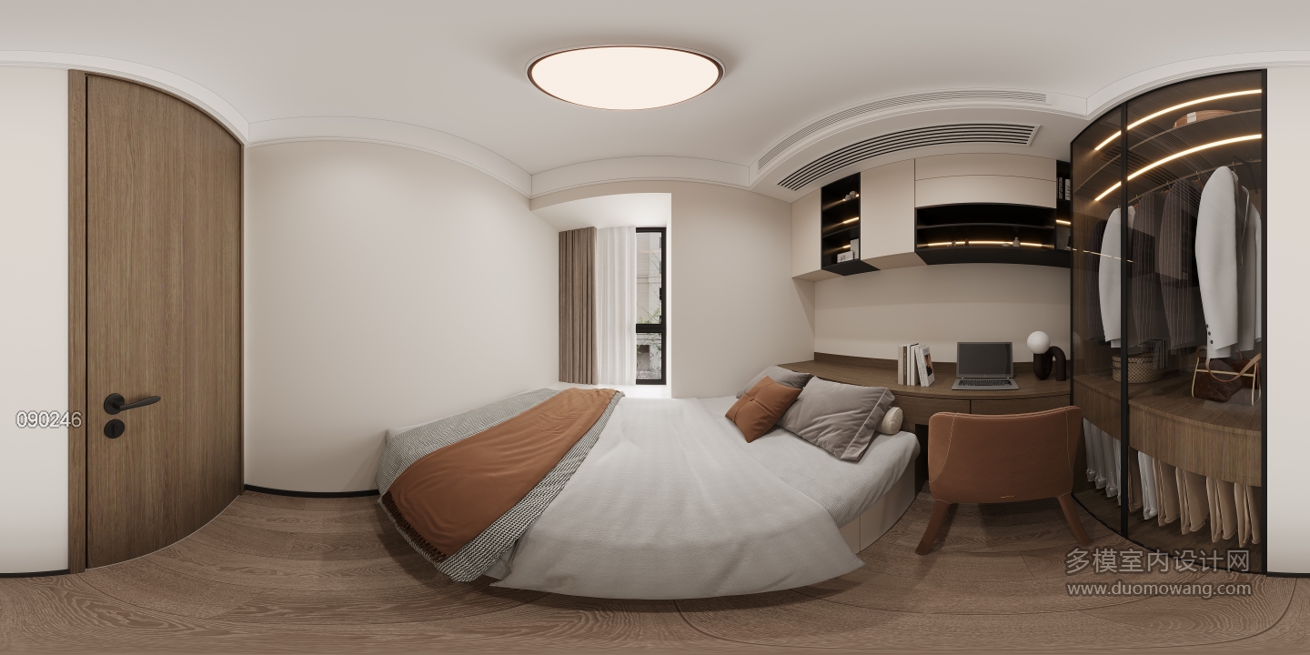 现代靠近卫生间次卧全景