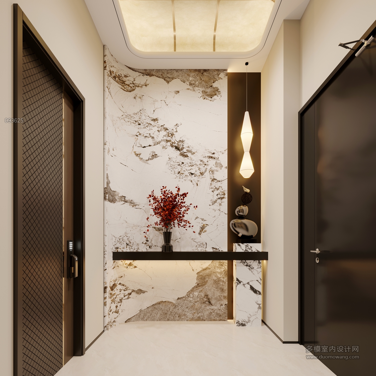 现代法式中古负二玄关造景