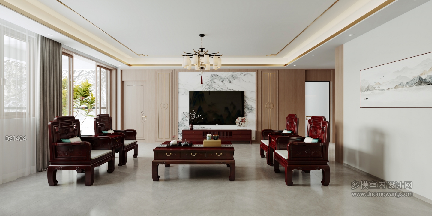 新中式三层客厅静态2-1