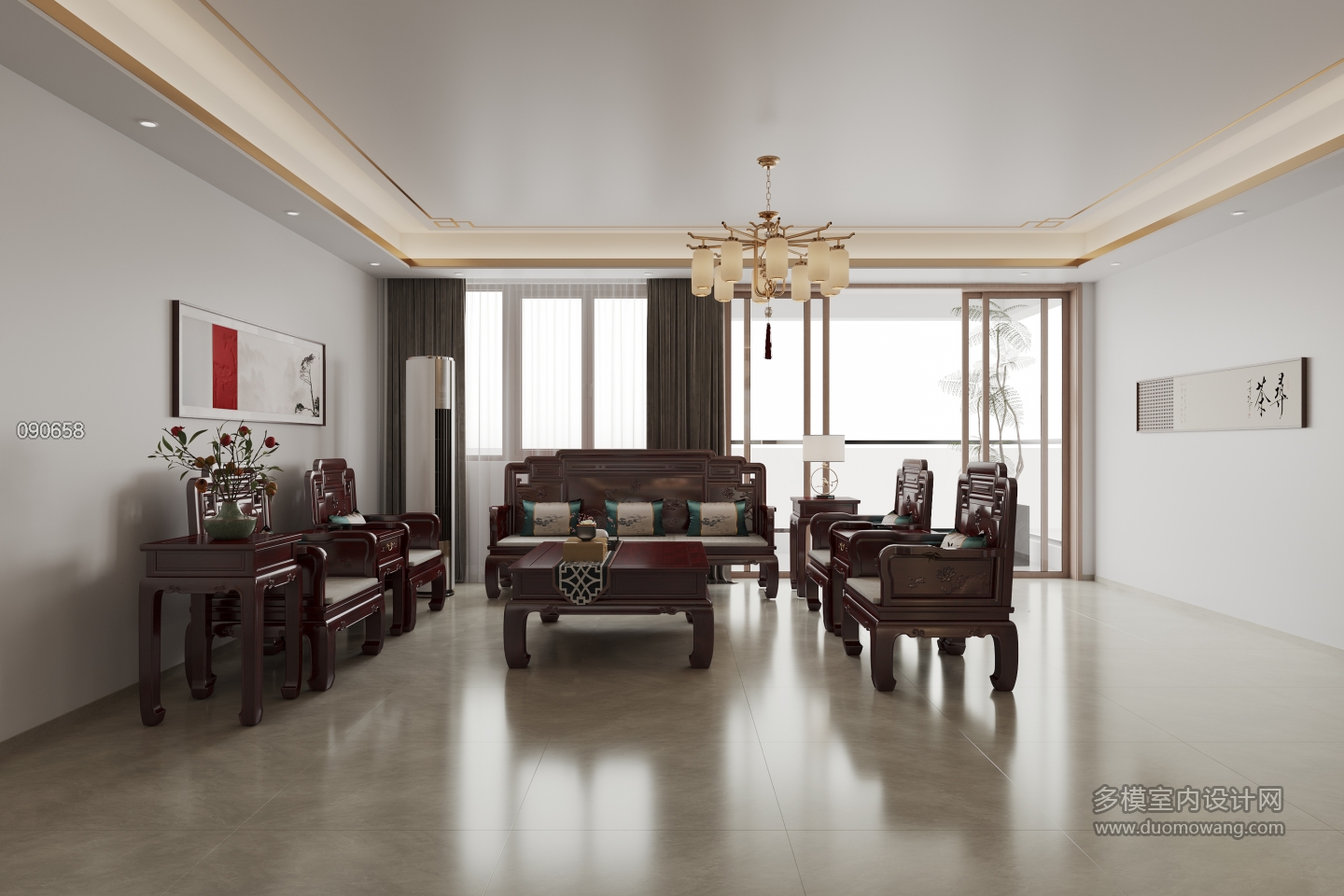 新中式四层客厅静态2