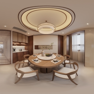 宋式餐厅厨房全景