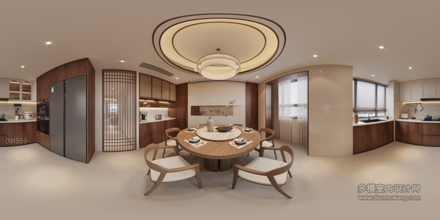 宋式餐厅厨房全景