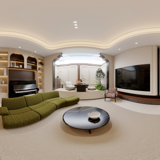 现代法式中古负一客餐厅全景