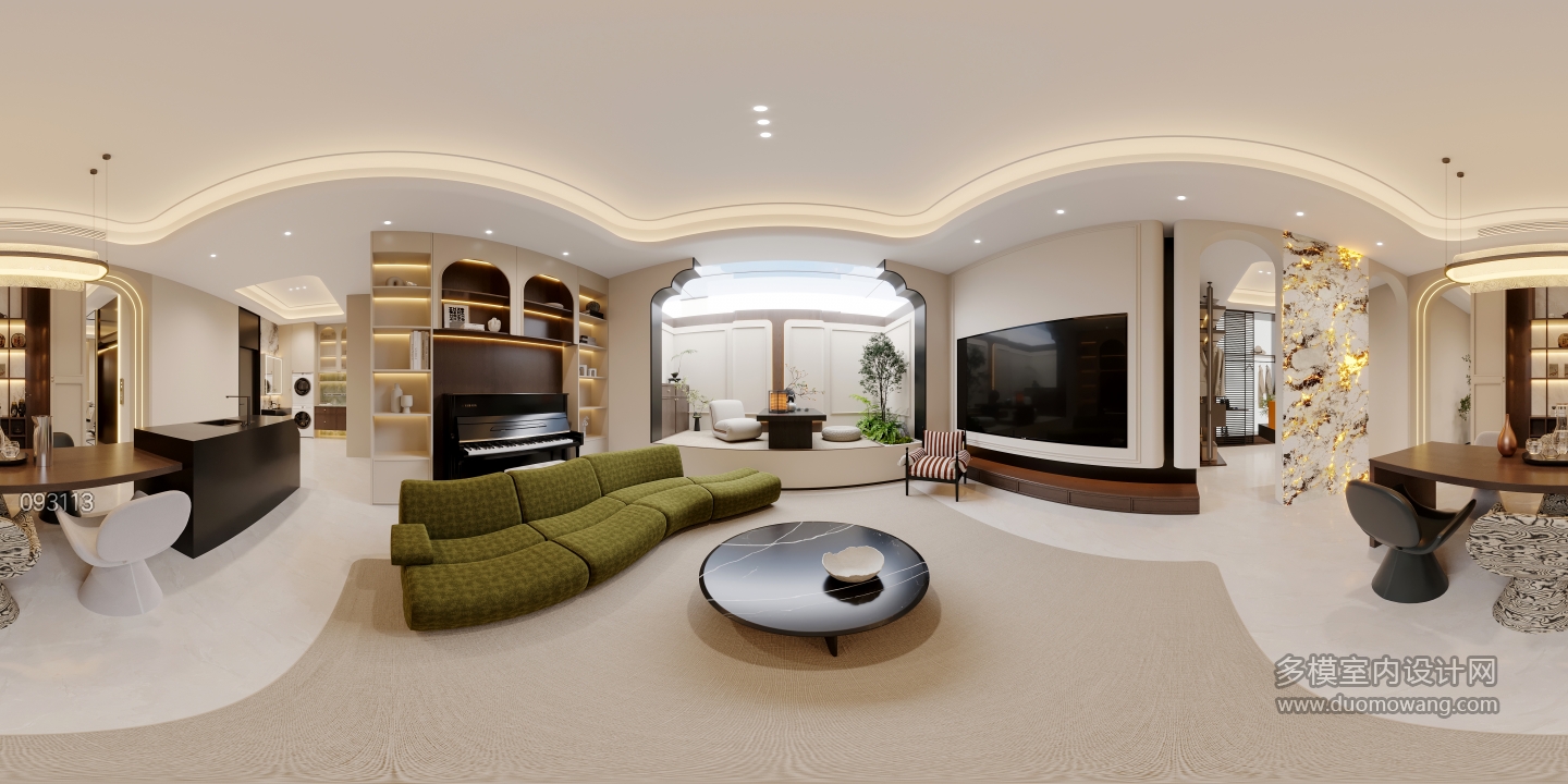 现代法式中古负一客餐厅全景