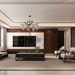 新中式二楼电视墙