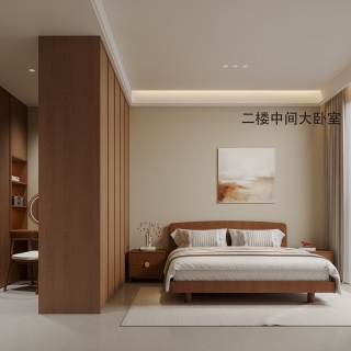 新中式二楼中午卧室大