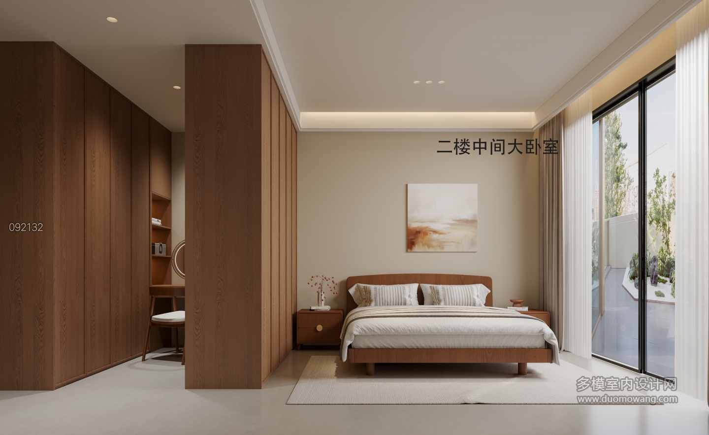 新中式二楼中午卧室大