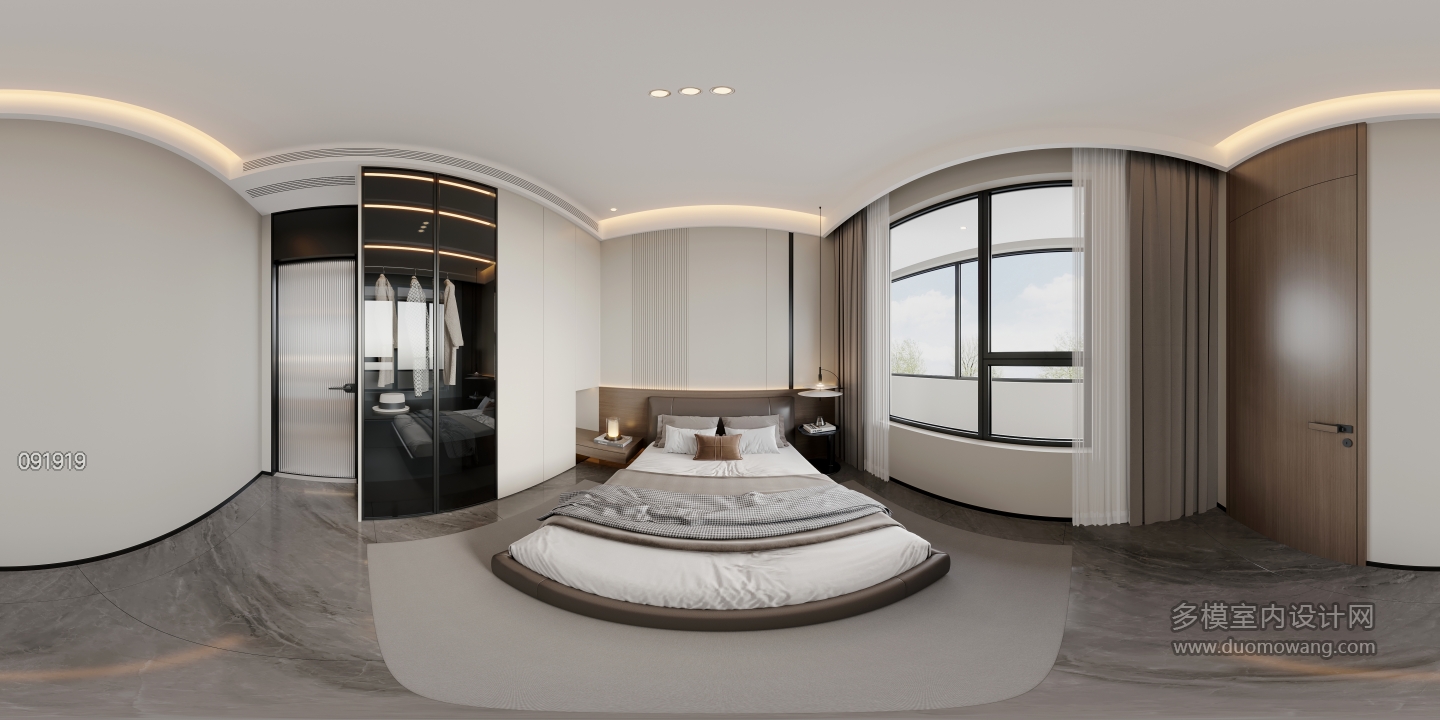 现代二层主卧全景