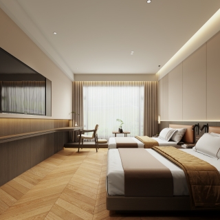 新中式酒店客房特写