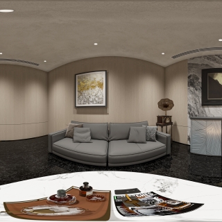 新中式雪茄室全景