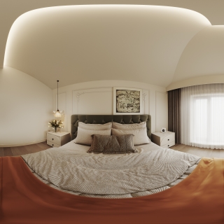 现代轻法三层主卧全景