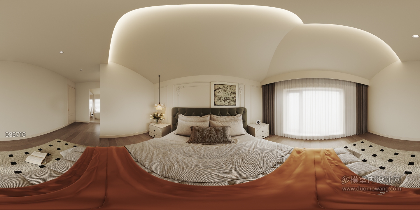 现代轻法三层主卧全景