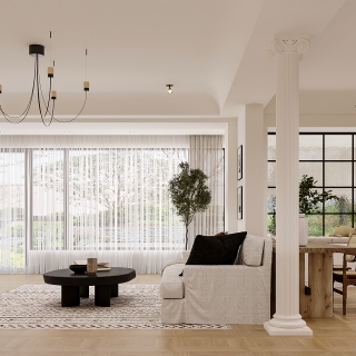 法式自然风客厅透视1