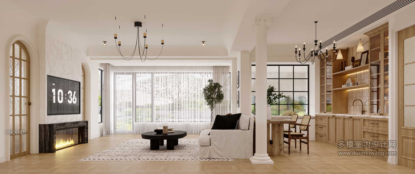 法式自然风客厅透视1