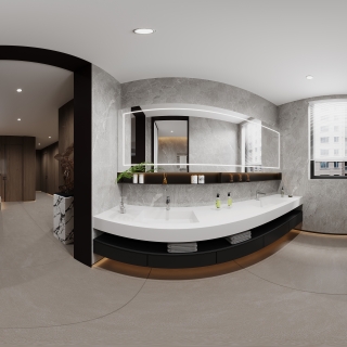 现代二楼过道卫生间全景