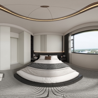 现代黑白灰三楼-主卧
