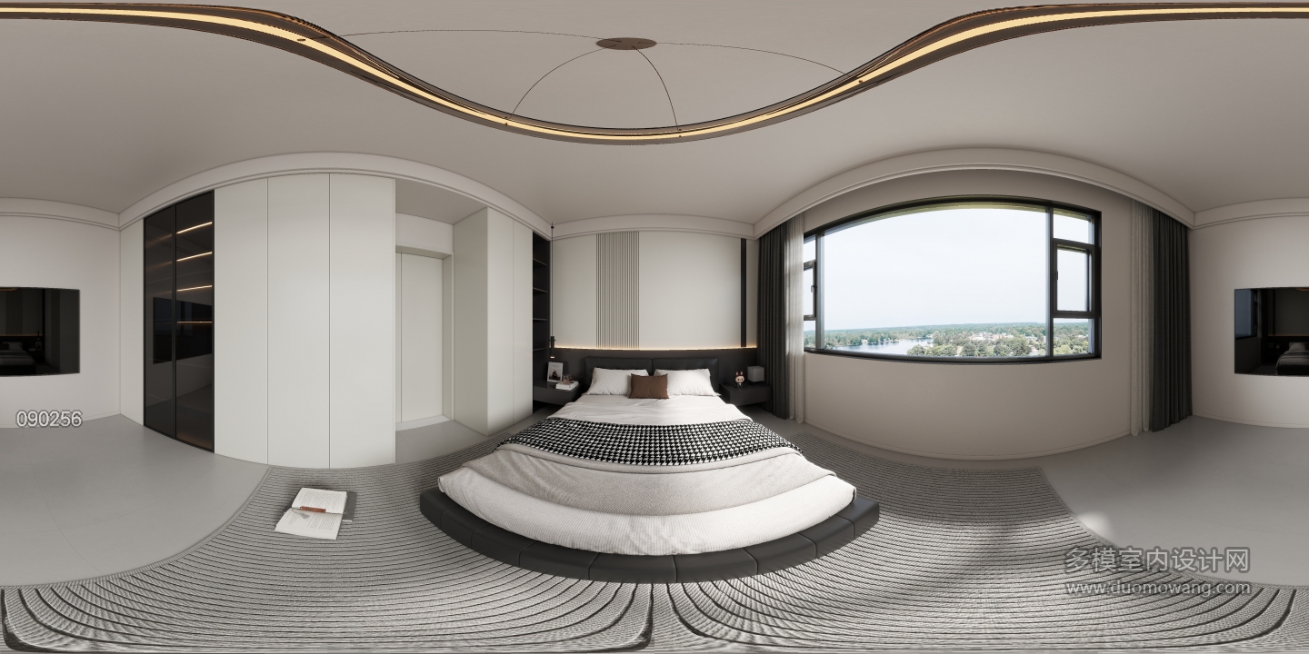 现代黑白灰三楼-主卧
