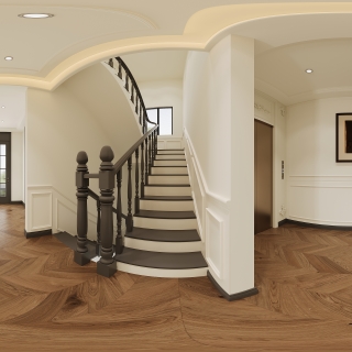 现代二楼楼梯间全景