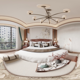 新中式卧室全景