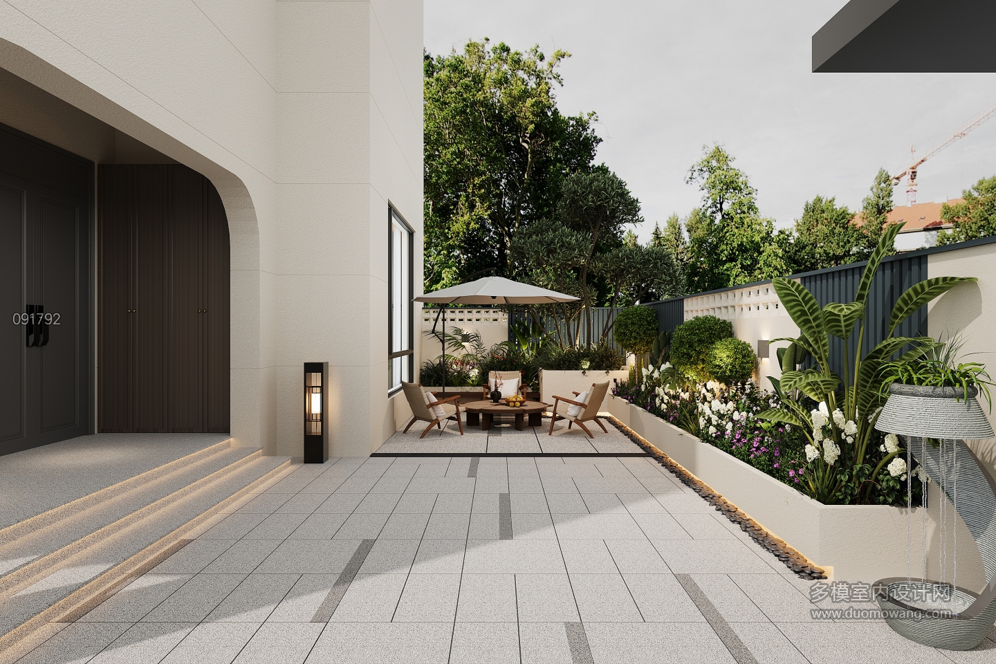 现代一楼院子单张一