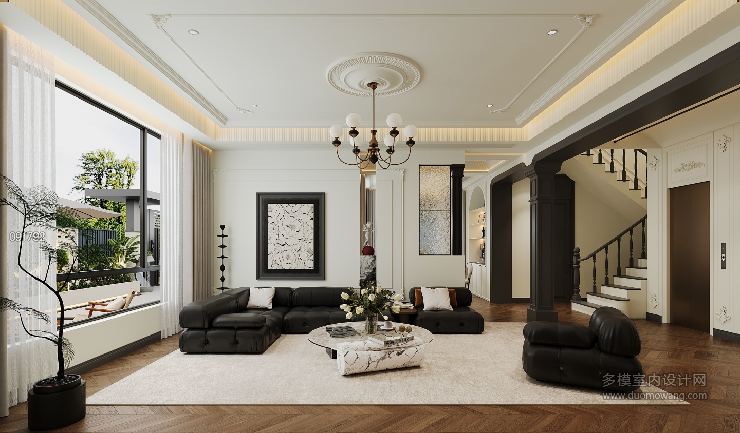 现代一楼客厅单张二