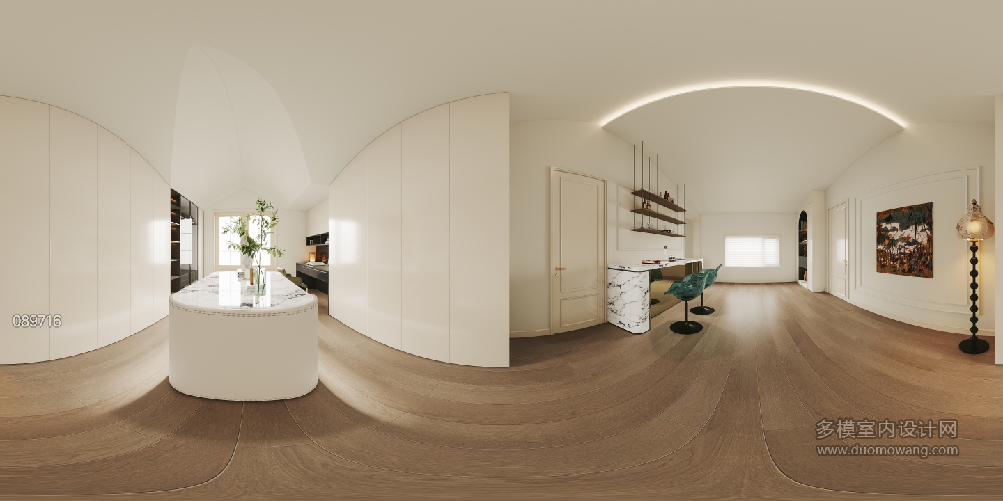 现代轻法三层公区全景