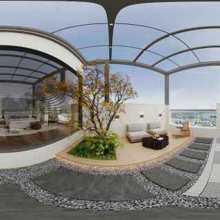 现代三楼露台全景