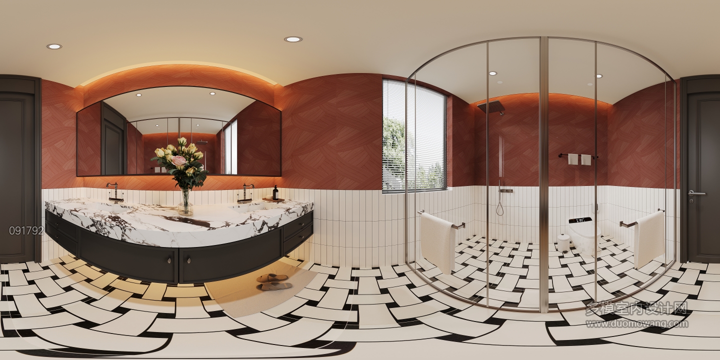 现代二楼主卫全景