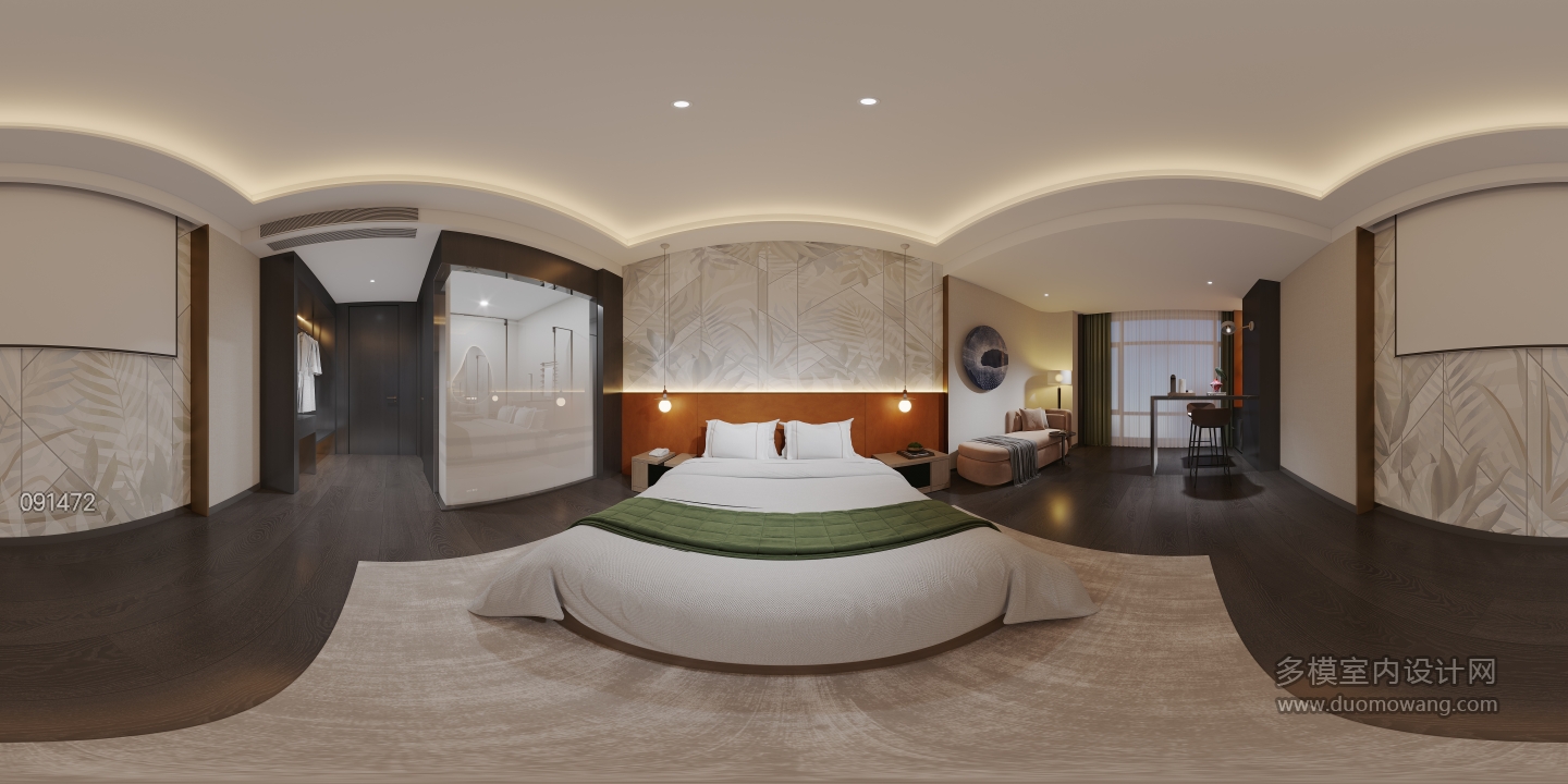 现代酒店客房全景