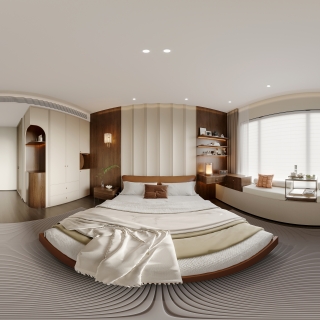 现代中古一层主卧全景