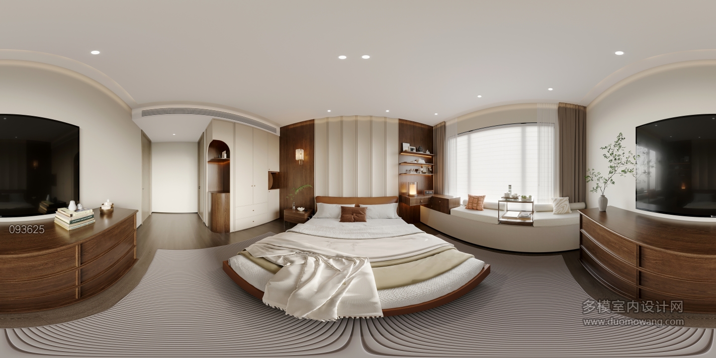 现代中古一层主卧全景