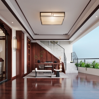 新中式茶室特写